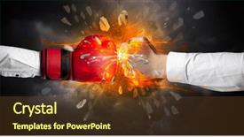  Presentation with rock band hands - Cool new PPT layouts with energy revolution - two hands fighting and breaking backdrop and a  colored foreground