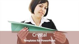  Presentation with free energy - PPT layouts with energy saving free - happy young business woman isolated background and a coral colored foreground