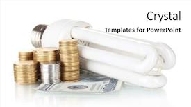  Presentation with cost - PPT layouts featuring energy saving lamp and money background and a white colored foreground