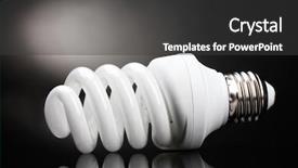  Presentation with saving - PPT theme consisting of energy saving lamp on black background background and a dark gray colored foreground