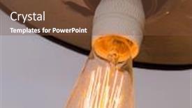  Presentation with saving - Presentation theme with energy-saving-lamp-symbol-photo background and a tawny brown colored foreground