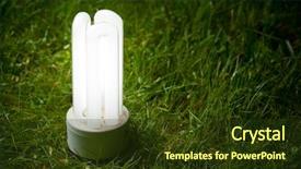  Presentation with green power - PPT theme with energy saving lamp background and a tawny brown colored foreground
