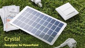  Presentation with solar battery power - Slide set having energy-saving-power-and-sustainability and a tawny brown colored foreground