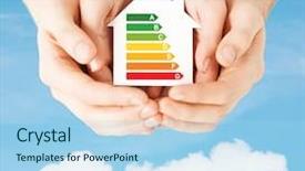  Presentation with hands saving - Audience pleasing PPT theme consisting of energy saving real estate backdrop and a light blue colored foreground