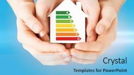  Presentation with hands saving - Audience pleasing slide deck consisting of energy saving real estate backdrop and a light blue colored foreground
