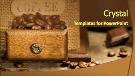  Presentation with coffee chocolate - Cool new theme with energy savors - close up of antique coffee backdrop and a  colored foreground