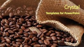 Presentation with spilling - Theme featuring energy savors - coffee beans spilling from burlap background and a  colored foreground
