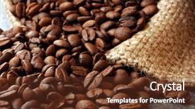  Presentation with spilling - Amazing theme having energy savors - coffee beans spilling from burlap backdrop and a tawny brown colored foreground