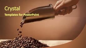  Presentation with hand holding pencil - PPT theme with energy savors - hand holding steel scoop background and a  colored foreground