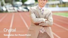  Presentation with race track - Presentation theme enhanced with energy service company - businessman sport manager and executive background and a  colored foreground