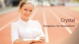  Presentation with race track - Beautiful presentation theme featuring energy service company - businesswoman sport manager and executive backdrop and a lemonade colored foreground