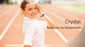  Presentation with race track - PPT layouts featuring energy service company - businesswoman sport manager and executive background and a  colored foreground