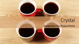  Presentation with company - PPT theme enhanced with energy service company - cups of coffee on wooden background and a coral colored foreground