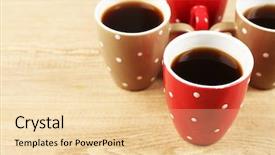  Presentation with coffee - Audience pleasing theme consisting of energy service company - cups of coffee on wooden backdrop and a lemonade colored foreground