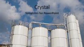  Presentation with storage - Cool new presentation theme with energy service company - factory storage tanks backdrop and a seafoam green colored foreground