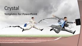  Presentation with microwave imaging image of modern - Audience pleasing theme consisting of energy service company - funny image of young businesspeople backdrop and a  colored foreground