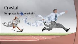  Presentation with microwave imaging image of modern - Slides with energy service company - funny image of young businesspeople background and a  colored foreground