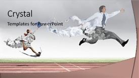  Presentation with running hours - Cool new PPT theme with energy service company - funny image of young businesspeople backdrop and a  colored foreground