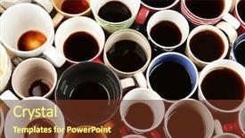  Presentation with coffee - PPT theme with energy service company - many cups of coffee top background and a tawny brown colored foreground