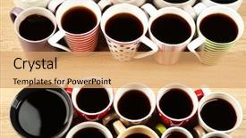  Presentation with coffee - Slides featuring energy service company - many cups of coffee background and a coral colored foreground