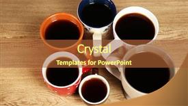  Presentation with coffee - PPT theme enhanced with energy service company - many cups of coffee background and a red colored foreground