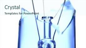  Presentation with art vintage edison lightbulb - Presentation theme having energy shortage - broken lightbulb closeup background and a sky blue colored foreground