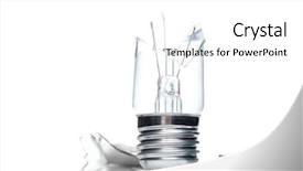  Presentation with innovation lightbulb - Presentation theme with energy shortage - broken lightbulb with fragments isolated background and a white colored foreground