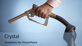  Presentation with fuel - PPT layouts featuring energy shortage - closeup side view background and a light blue colored foreground