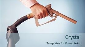  Presentation with fuel - Presentation design consisting of energy shortage - closeup side view background and a sky blue colored foreground