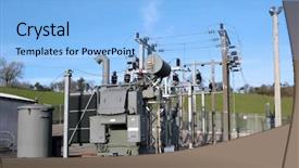  Presentation with sub station - Colorful presentation theme enhanced with energy shortage - electric sub power station backdrop and a light blue colored foreground