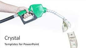  Presentation with green energy - Beautiful PPT theme featuring energy shortage - man holding a green gasoline backdrop and a white colored foreground