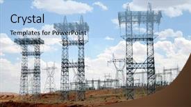  Presentation with desert - Audience pleasing slide set consisting of energy shortage - powerlines and pylons backdrop and a  colored foreground