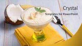  Presentation with soft drink - Theme featuring energy soft drink - coconut and banana mousse background and a sky blue colored foreground