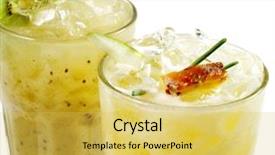  Presentation with smoothies - Colorful theme enhanced with energy soft drink - fruits smoothies isolated on white backdrop and a yellow colored foreground