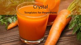  Presentation with leafy vegetables farm to table - Slide set enhanced with energy soft drink - glasses of carrot juice background and a gold colored foreground