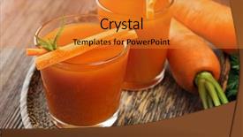  Presentation with energy drink - Cool new slide deck with energy soft drink - glasses of carrot juice backdrop and a gold colored foreground