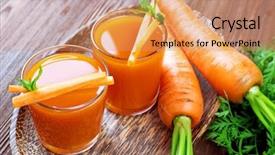  Presentation with energy drink - PPT layouts with energy soft drink - glasses of carrot juice background and a coral colored foreground