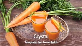  Presentation with juice - Colorful presentation theme enhanced with energy soft drink - glasses of carrot juice backdrop and a tawny brown colored foreground