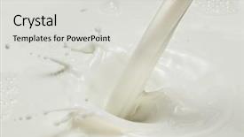  Presentation with close up pouring oil - PPT theme enhanced with energy soft drink - pouring milk and milk splash background and a  colored foreground