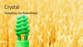  Presentation with eco - Audience pleasing theme consisting of energy solutions - green eco bulb over golden backdrop and a  colored foreground