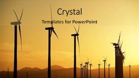  Presentation with power cable electri - PPT theme with energy sources - windmills for electric power production background and a yellow colored foreground