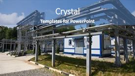  Presentation with power plant - Presentation theme consisting of energy storage - pipes of power plant background and a ocean colored foreground