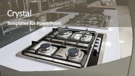  Presentation with retail store - Beautiful slide deck featuring energy storeg - rows of gas stoves backdrop and a gray colored foreground