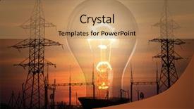  Presentation with substation - Cool new slide deck with energy substations - electrical transmission towers substation backdrop and a coral colored foreground