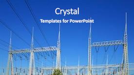  Presentation with high voltage - Presentation theme enhanced with energy substations - high voltage power substation background and a cobalt blue colored foreground
