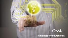  Presentation with choice - Slides featuring energy technology - close up of businessman touching background and a  colored foreground