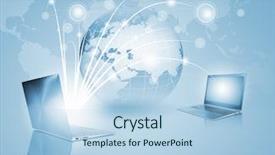  Presentation with globe - Cool new theme with energy technology - image of laptop with globe backdrop and a light blue colored foreground