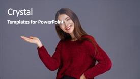  Presentation with red and gray - PPT layouts having energy template - close up portrait young brunette background and a gray colored foreground