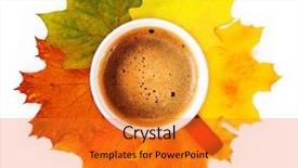  Presentation with fragrant - PPT theme having energy template - cup of fragrant coffee background and a gold colored foreground