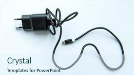  Presentation with wireless charging mobiles smartphone - Beautiful slide set featuring energy transfer - charger for smartphone light blue backdrop and a sky blue colored foreground